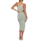 thumbnail image 5 of VISgogo Vestido a media pierna con tirantes y un solo hombro para mujer, vestido ajustado con dobladillo recortado y elástico alto de color sólido para fiesta VISgogo  moda, 5 of 9