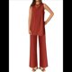 thumbnail image 2 of Conjunto de Dos Piezas para Mujer, Verano 2025, Camiseta Holgada Informal con Pantalones Anchos, Chándal A Juego. Vino Tinto M, 2 of 7