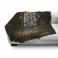 thumbnail image 3 of Gothic Soft Flannel Fleece Throw Blanket, Lectern on Pentagram Medieval Architecture Candlelight in Dark Altar, Cozy Plush for Indoor and Outdoor Use, 70" x 90", Olive Green Mustard, by Ambesonne, 3 of 6
