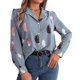 thumbnail image 1 of Blusa de Larga para Mujer, Informal, Elegante, con Estampado de Solapa, Corte Holgado, para Oficina. Azul S, 1 of 10