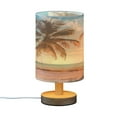 thumbnail image 2 of Retro Palm Tree Sunset Beach Bedside Table Lamp Desk Warm Lights with USB Charging Port Cylinder LED Lamps for Bedroom Living Room Office, 2 of 7