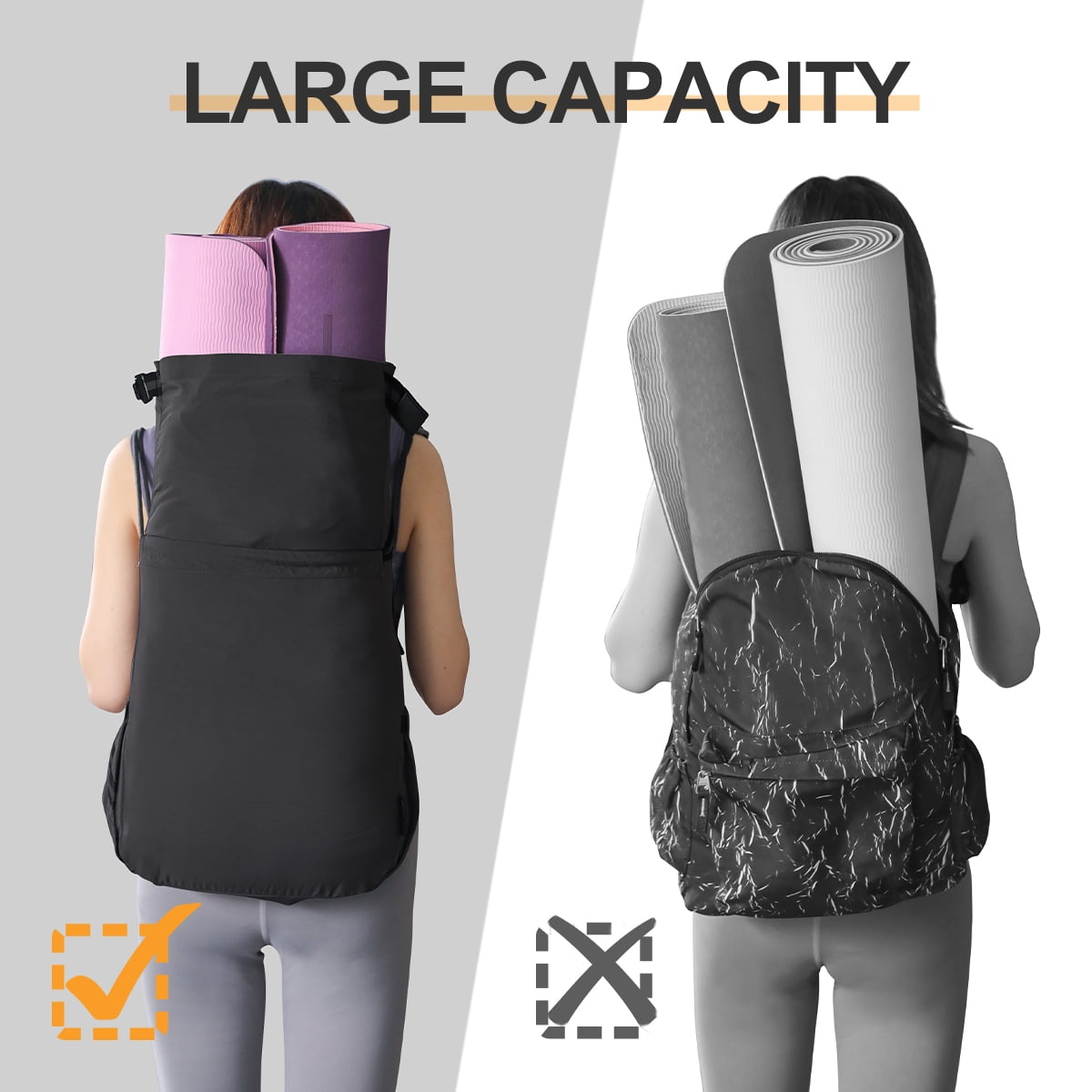 Fankiway Yoga Mat Backpack Yoga Mat Breathable Mesh Bag Thick