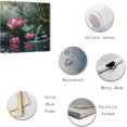 thumbnail image 2 of ZHONGYUTONG Zen Canvas Wall Art Lotus Flower Picture Prints Pink Water Lily Nature Spa Painting Spiritual Artwork for Meditation Room Decor Framed (18.00" x 18.00"), 2 of 6