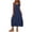 A Navy, variant on Summer Dresses for Women Fashion Women Solid Round Neck Sleeveless Beach Dresses Vacation Coverup Pockets DressPurple M