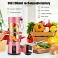 thumbnail image 3 of Portable Blender, Tkrady Smoothie Juicer Cup, Personal Mini Blender Shakes and Smoothies 13oz 2000mAh Rechargeable Home Travel Handheld Fruit Juicer (Pink), 3 of 6