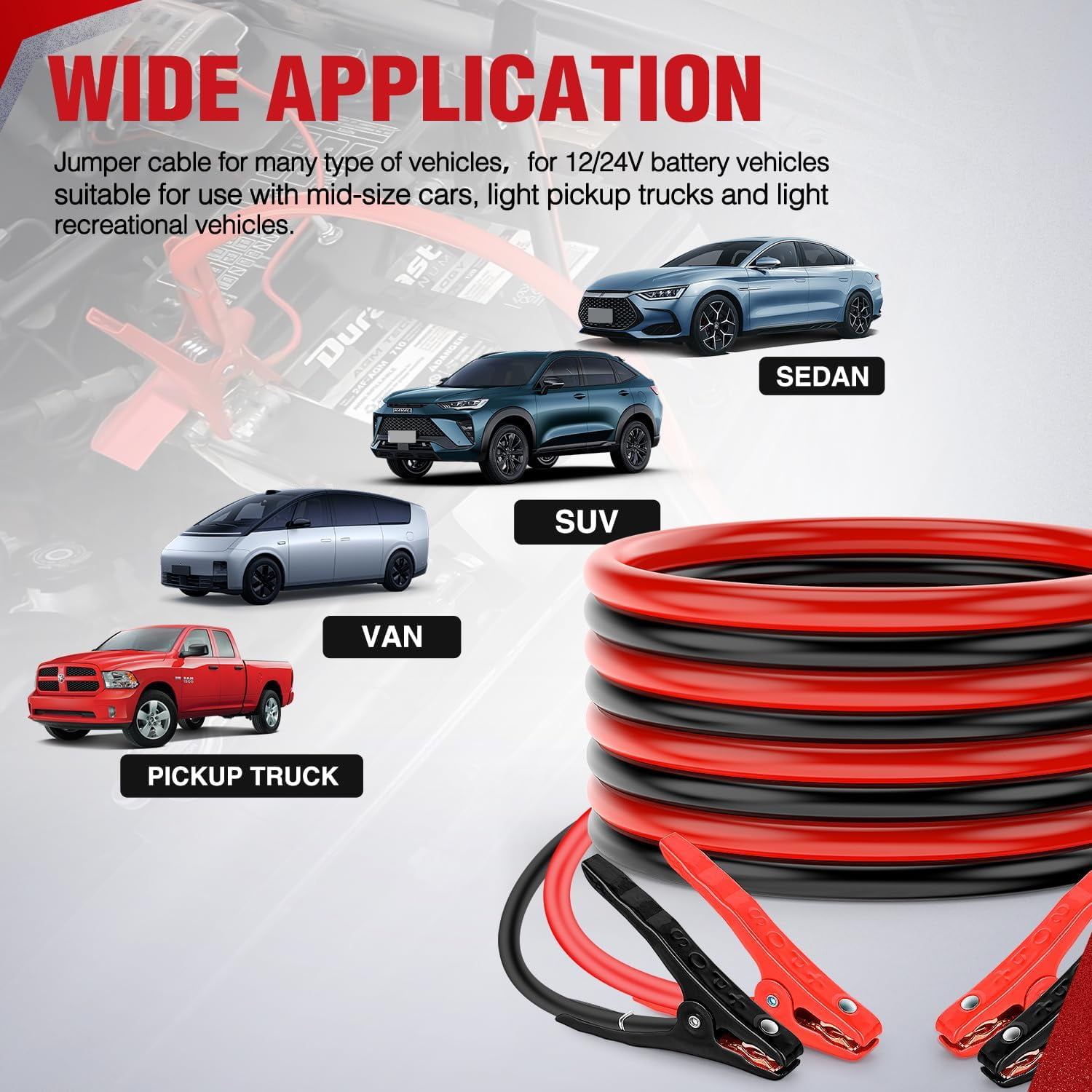 Nilight Jumper Cables for Car Battery 6 Gauge 16 FT Booster Cable Heavy Duty 450 A CCA with Carrying Bag Jump Start Emergency Kit Pickup Vans SUV Sedan Motorcycle