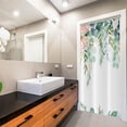 thumbnail image 3 of Spring Eucalyptus Leaf Small Stall Shower Curtains(36"X72"), Weighted Bottom Sage Green Watercolor Botanical Plants with Pink Flower Fabric Bathroom Curtain with Hooks, 3 of 6