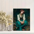thumbnail image 2 of Woman With Globe Canvas Print，Hotel Lobby Bathroom Kitchen Wall Decor, 2 of 8