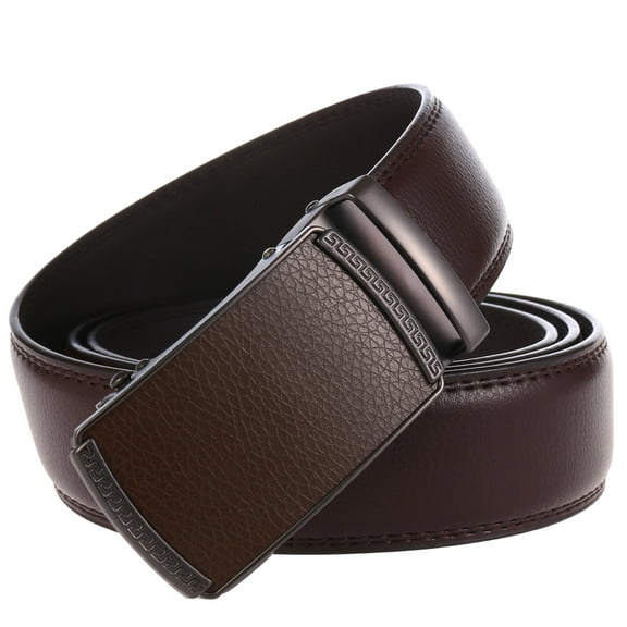 Lavencious Men's Genuine Leather Dress Ratchet Slide Casual Belt, Cut to Fit Waist Size up to 46 inches (Brown Brown)
