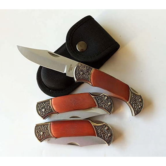 Set of 8 Pocket Hunting Knives Rosewood
