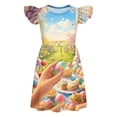 thumbnail image 2 of Pounoo Womens Dresses Bunny Print Ruffle Sleeve Loose Fit Breathable Casual Vacation Style (Not for Adults) Gift, 2 of 9