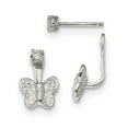 thumbnail image 1 of White Sterling Silver Earring Drop & Dangle Women'S Textured Cubic Zirconia CZ Clear 15 mm 8.6, 1 of 1