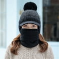 thumbnail image 3 of Winter Black Baseball Cap Womens Earmuffs Add Flocking Thermal Cycling Warm Hat Knitting Scarf, 3 of 4