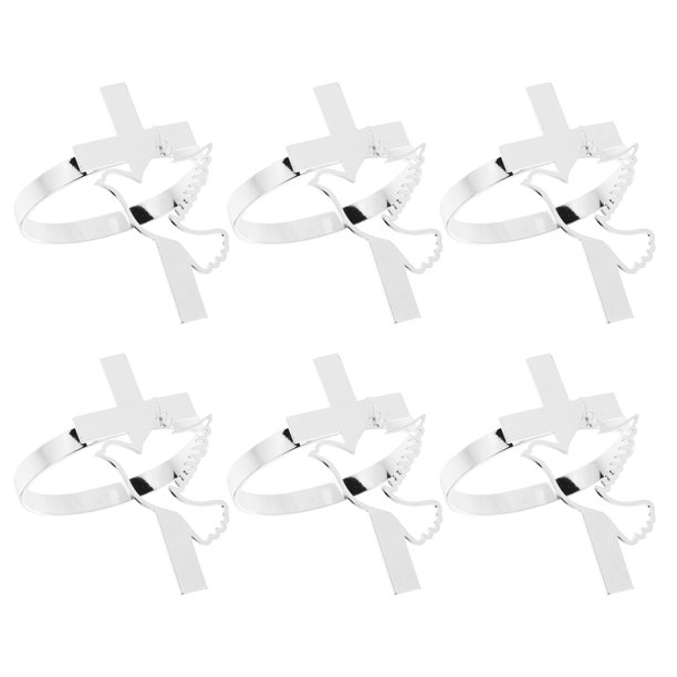 Servilleteros con forma de cruz de paloma, 6 unidades, para bautismo, religiosos, con hebilla de servilleta de la Santa Cruz de Jesús para primera comunión, fiestas cristianas, cenas, decoración de