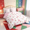 thumbnail image 2 of Manfei Snowy Xmas Pink Christmas 7-Piece Twin Bedding,Winter Holiday Bedding Comforter Set,Pink Reversible, 2 of 7