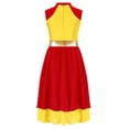 thumbnail image 4 of Raenseen Robe de Danse Ballet Sans Manches pour Petites Filles Col Montant Rouge&Jaune 6, 4 of 8