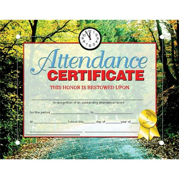 Hayes Certificates Attendance Inkjet Laser, 8.5 x 11 in. - 30 Per Pack - Pack of 3