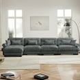 thumbnail image 3 of 166" Grey Modular Sectional Sofa, 4 Seater Large Sectional Couches for Living Room, Velvet Fabric Oversized Fluffy Cloud Couch with Ottoman, Deep Seat Home Sofas Set, Sofá Moderno, L Shaped, 3 of 9