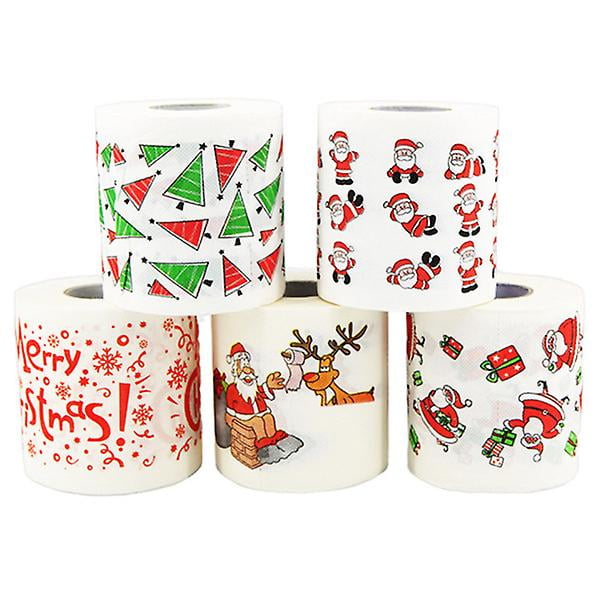 5 Rolls Disposable Napkins Tissue Creative Napkins Christmas Toilet Papers