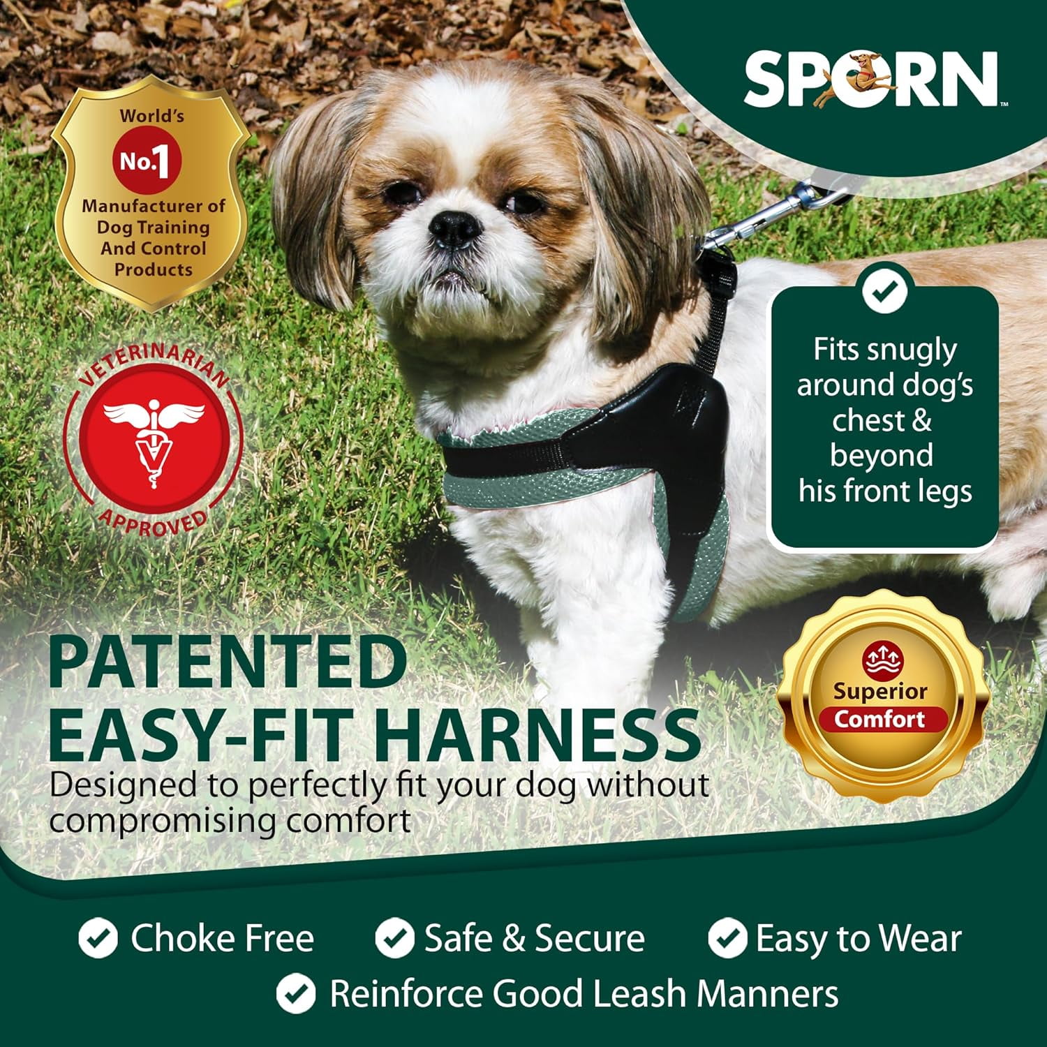 Sporn Easy Fit Dog Harness, Blue, X-Large (30-41" Girth Size)