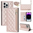 thumbnail image 1 of Nalacover Crossbody Wallet Phone Case for iPhone 14 Pro Max,Premium PU Leather Magnetic Closure Flip Stand Card Holder Zipper Pocket Purse Phone Case with Shoulder Strap,Rosegold, 1 of 11
