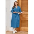 thumbnail image 6 of Zeagoo Women Kimono Style Bathrobe Long Knit Lightweight Soft Sleepwear V Neck Comfortable Casual Loungewear, 6 of 6