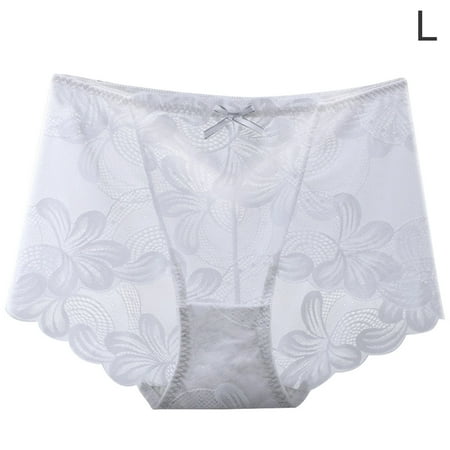 

Dido Lace Panties Women Sexy Hollow Seamless Briefs Mid-waist Hip Lifting Breathable Underwear White L