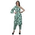 thumbnail image 1 of Moomaya Womens Printed One Shoulder Double Bell Sleeve Kurti Pant Set Ethnic Clothing Sets For Women, 1 of 7