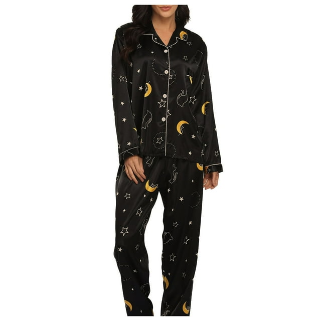 Fgnfyis Pyjama Deux Pièces Extensible pour Femmes Noir TG