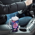 thumbnail image 4 of Yayeee 30oz Stainless Steel Tumbler with Straw and Handle Double-Wall Insulated Travel Water Bottle, Colorful Art Flowers, 4 of 8