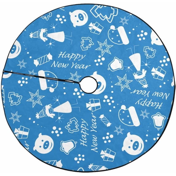 FMSHPON New Year Tree Stars Xmas Christmas Tree Skirt Stand Mat for Holiday Party Decoration Indoor Outdoor 36 inches