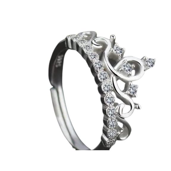 HeartsAndYou 1ct Round Cut Moissanite Royal Queens Crown Engagement Ring for Women 18k White Gold Over Silver