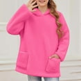 thumbnail image 5 of Ecqkame Girls Double Sided Velvet Hoodies Winter Thickened Warm Hooded Long Sleeved Fleece Sweatshirts with Pockets 4-15 Years Hot Pink 13 Year, 5 of 9