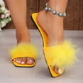 thumbnail image 6 of Samdudou Fuzzy Slippers for Women Fluffy Faux Fur Open Toe Slides Stylish Square Open Toe Flat Sandals Indoor Outdoor House Shoes Plush Fashion Footwear for Leisure, 6 of 9