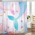 thumbnail image 5 of Mermaid Shower Curtain, Mermaid Fish Tail Scale Colorful Ocean Theme Girls Cute Waterproof Fabric Bathroom Curtains, Pink Blue Kids Ocean Bathroom Shower Curtain with 12PCS Hooks, 70X70IN, 5 of 6