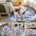 thumbnail image 5 of Round Rugs 8Ft, Easter Bunny Round Area Rug Washable Indoor Throw Carpet, Spring Purple Flowers Rabbit Pastoral Plants Large Non Slip Circle Rug for Kids Room RV Home Decor Aesthetic, 5 of 8