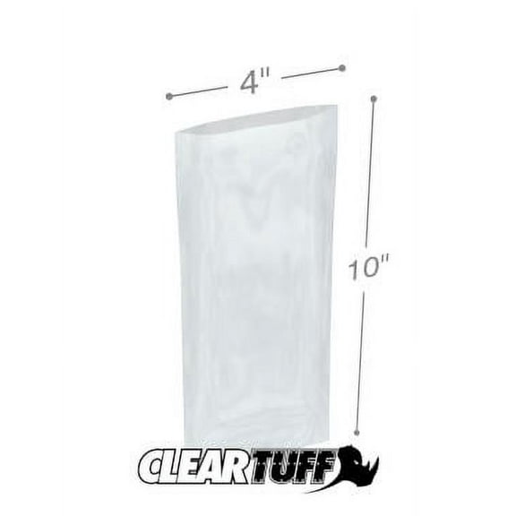 ClearTuff - 4" x 10" 2 Mil Flat Poly Bags - 1000/Case (2 Cases)