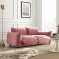 thumbnail image 2 of Loveseat Sofa, Velvet, Pink, Modern Contemporary Urban Design, Living Lounge Room Hotel Lobby Hospitality, 2 of 7