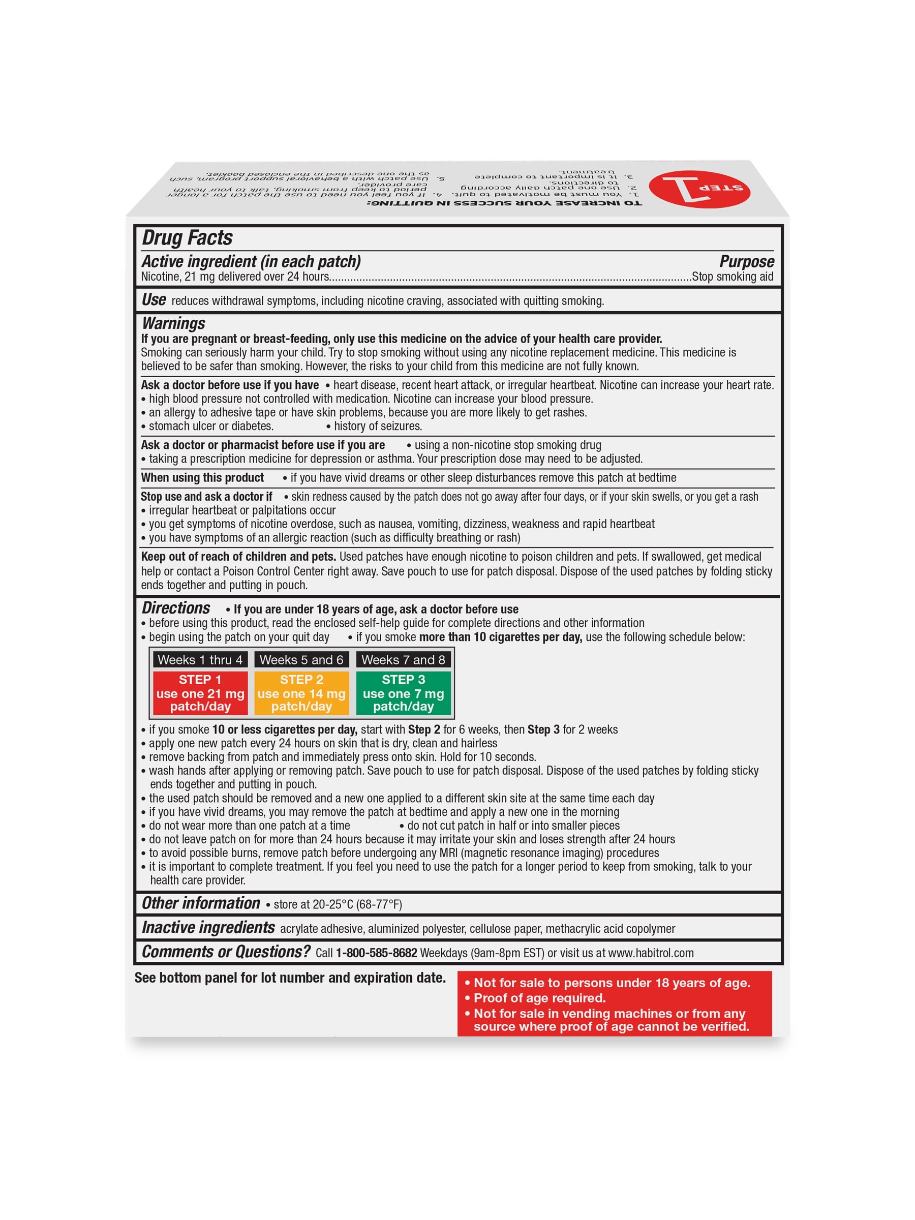 Habitrol Nicotine Transdermal Patches, Step 1, 21 mg, 14 Count, Stop Smoking Aid