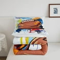 thumbnail image 5 of Football Comforter Set Full Teen Sports Bedding Set Bedroom Decor,Watercolor Tie Dye Hand Drawn Graffiti Football Bedding Comforter Sets Rugby Quilt Duvet 2 Pillow Cases Colorful Brown, 5 of 6