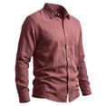 thumbnail image 5 of Linen Shirts for Men Long Sleeve, Casual Summer Button Down Shirt Tops, Fashionable Loose Breathable Solid Color, Wine 2xl, 5 of 6