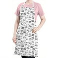 thumbnail image 5 of Black White Games Text White Pattern Apron-Garden Aprons for Women with Pockets-Cotton Linen Waterproof Kitchen Cooking Gardening Aprons Adjustable for Kitchen,Cooking,BBQ and Salon 33x27 Inch, 5 of 7