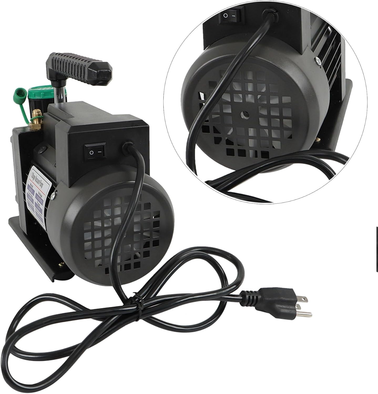 kimllier Vacuum Pump 4CFM 1/3HP Single Stage Rotary Vane Vacuum Pump Kit Gauge Set Fit for Air Conditioning Maintenance