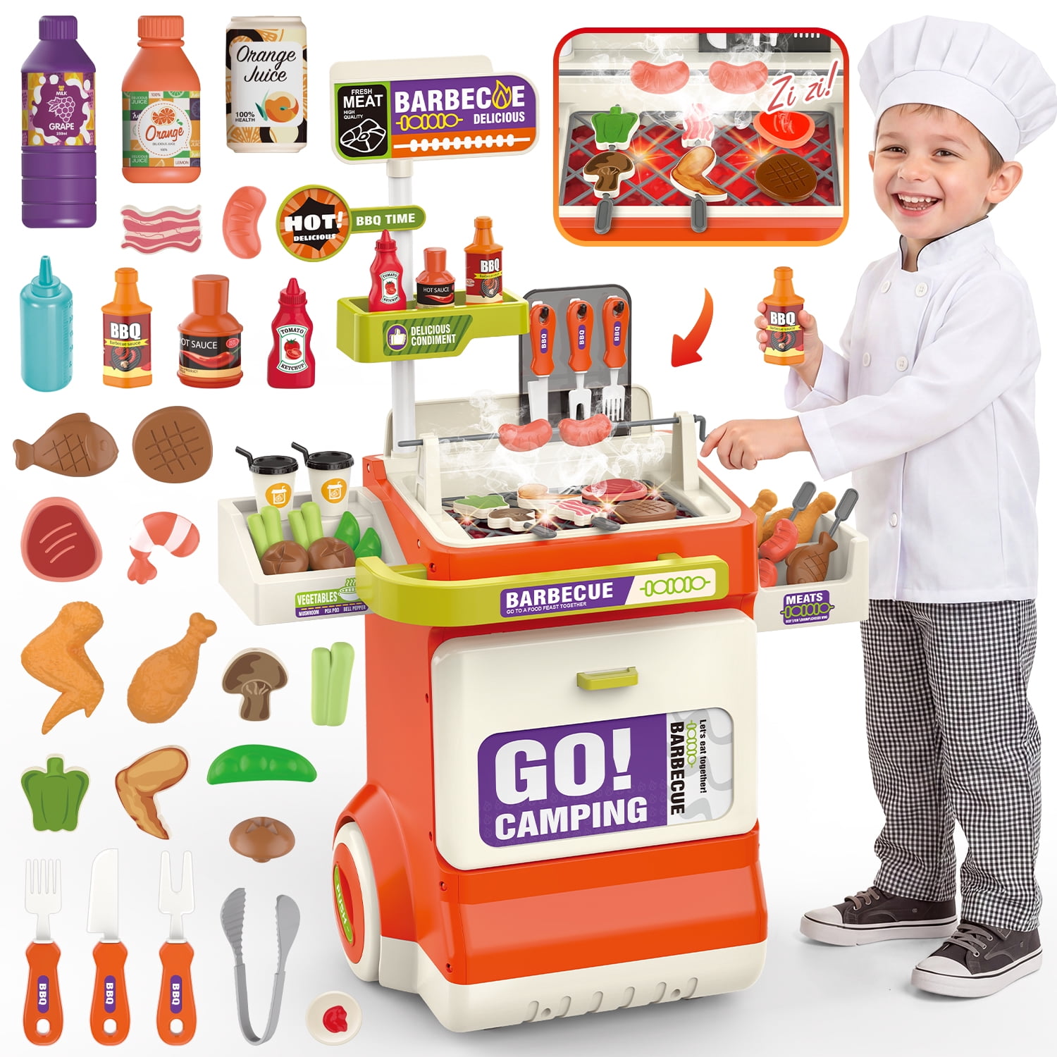 Drify Kids Kitchen 2-in-1 Travel Luggage Food Toys for Ages 3-12