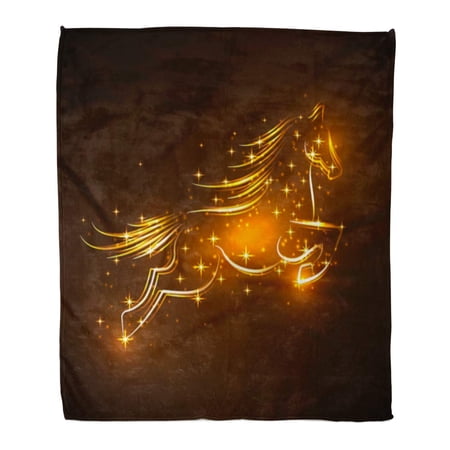 SIDONKU Throw Blanket Warm Cozy Print Flannel Running Horse Racehorse Race Jumping Stallion White Stroke and Gradient Comfortable Soft for Bed Sofa and Couch 58x80 Inches