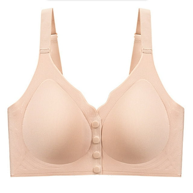 Bocqde Women's Front Button Closure Bra Light Breathable Full Coverage Soft Support Bras Gathering Push Up Bralettes Without Steel Rims
