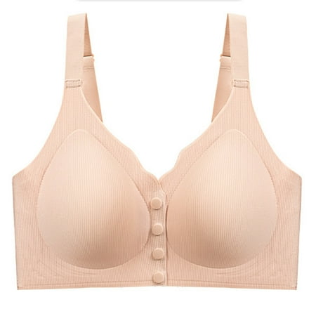 Yghzkop Womens Comfortable Wireless Bras Solid Color Front Closure Seamless Push Up Cami Plus Size Bra Stretch Fabric Casual Outfits Everyday Comfort T-Shirt Bra