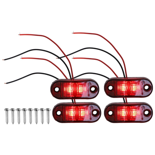 Unique Bargains Luz de marcador lateral delantera trasera 2 LED para camión, caravana, furgoneta, camión, RV, plástico, rojo (juego de 4)