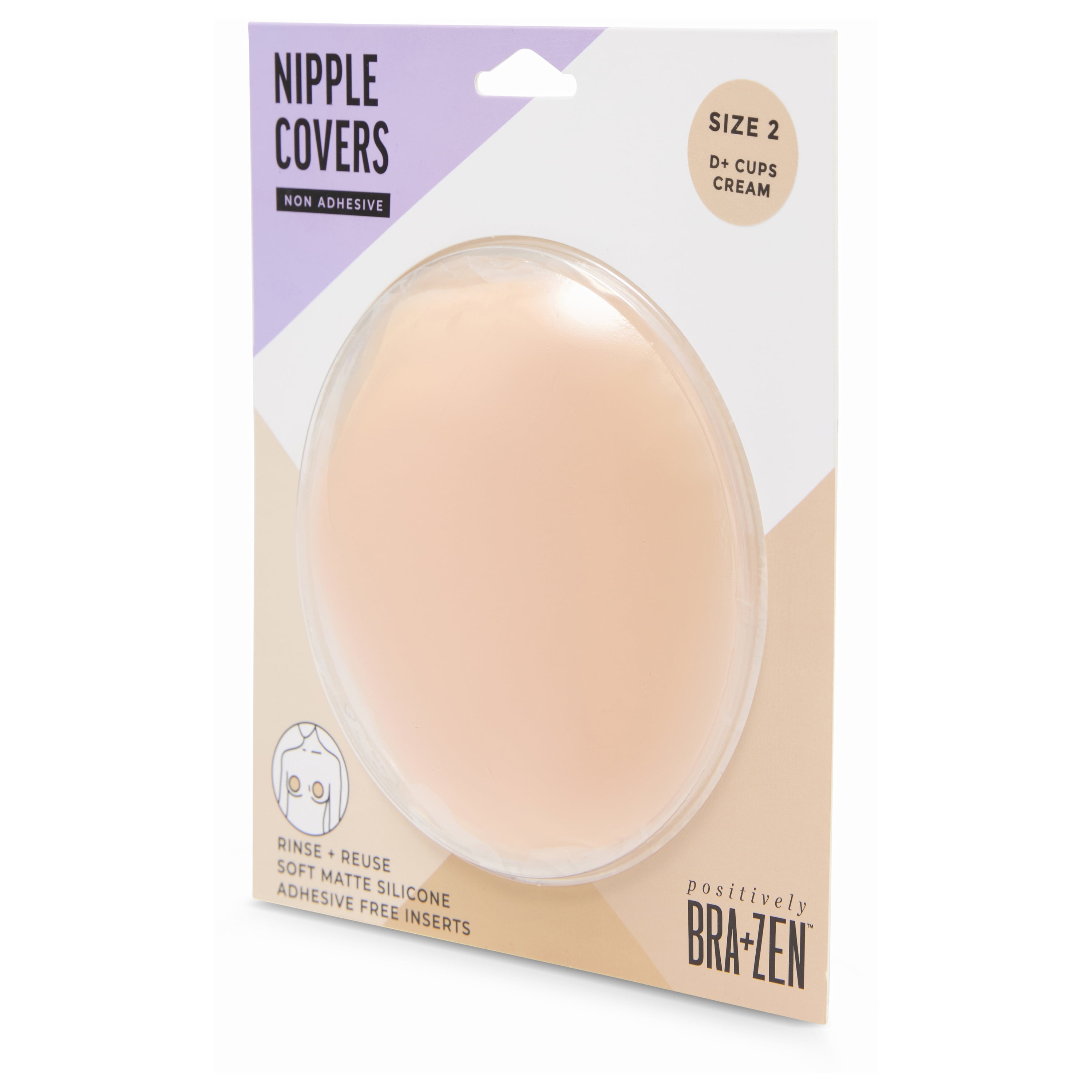 Positively BRA+ZEN Women's Reusable Silicone Nipple Covers Non-Adhesive Pasties, Sizes 1 & 2 Breast Petals