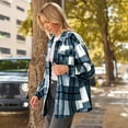 thumbnail image 3 of SUNBS Plaid Flannel Shackets for Women Long Sleeve Button Down Shirts Fall Coats Fashion Jackets, 3 of 7
